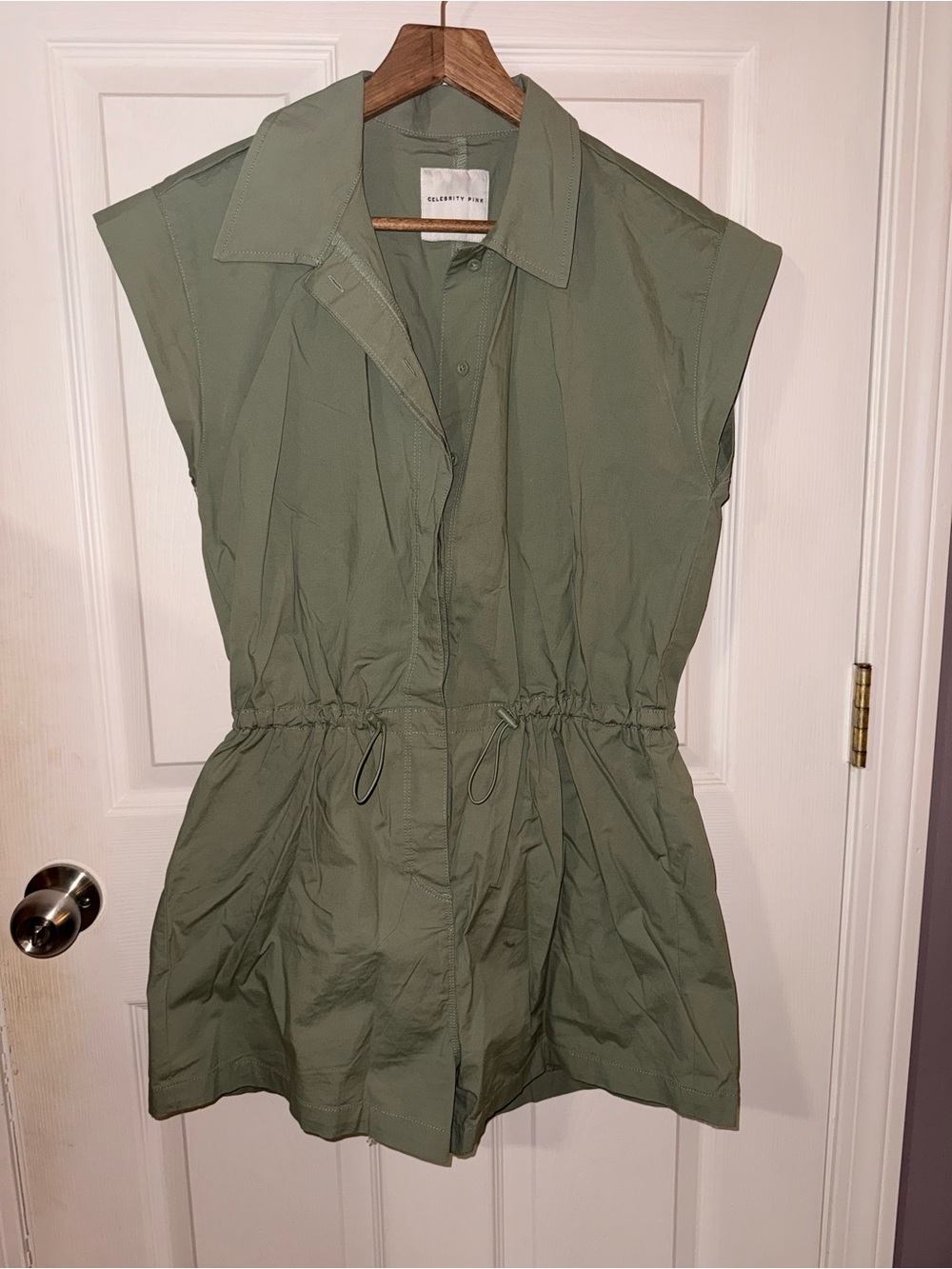 Celebrity Pink Olive Drawstring Sleeveless Utility Jacket